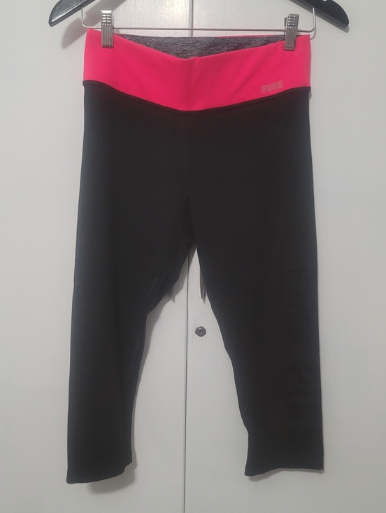 PINK Victoria's Secret Pants - PINK Victoria's Secret Neon Pink and Black Colorblock Athletic Yoga Pants